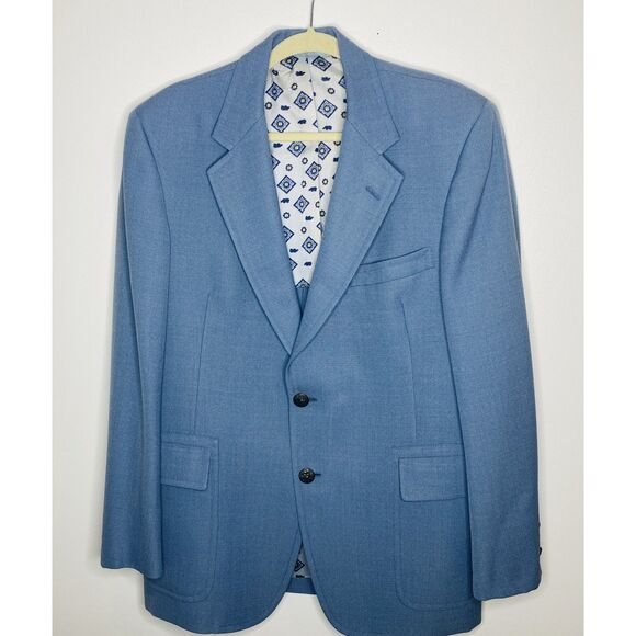 VTG Jack Nicklaus Light Blue 70s Polyester Sport Coat Golden Bear Blazer (stain) - Picture 1 of 14